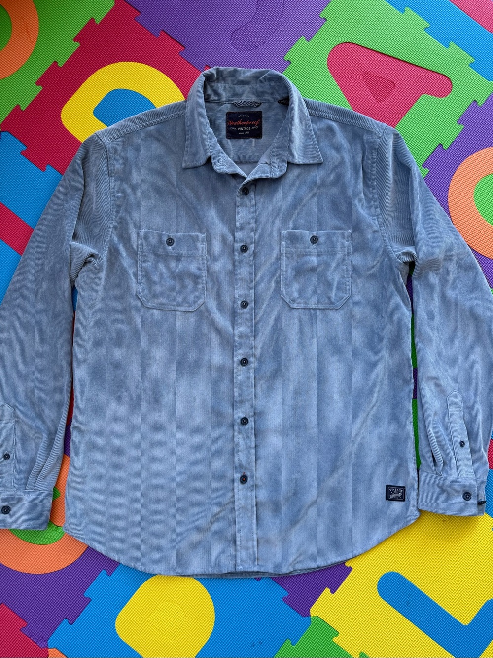 Vintage Original Weatherproof Blue Corduroy Long-Sleeve Shirt